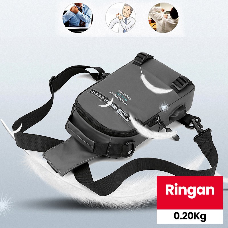 Highland Tas Selempang Pria Casual Slingbag Pria Trendy USB Charge Tas Slempang Cowok TS706