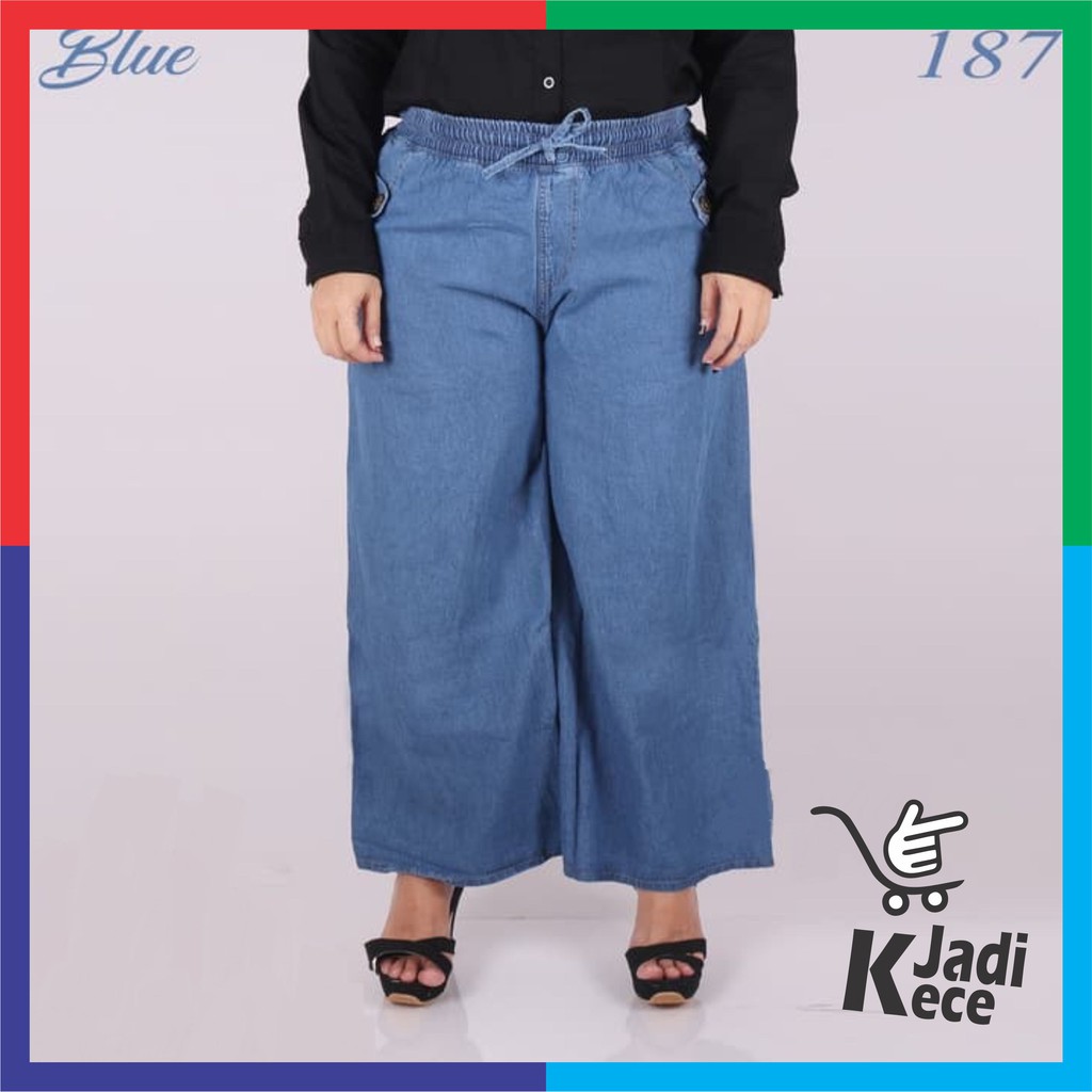 Celana Kulot Jeans Denim Levis Panjang Jumbo Wanita Syari Hijabers | Celana Kulot Big Size Terbaru
