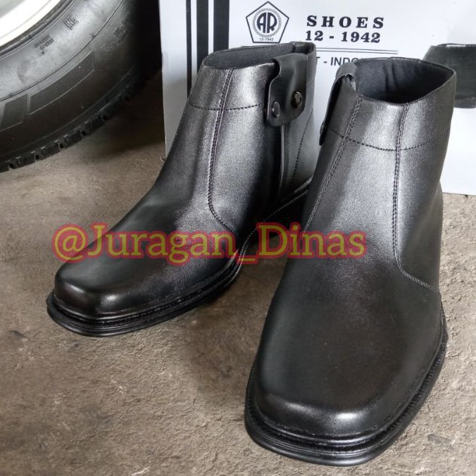 Sepatu PDH TNI POLRI Satpam Security AR Exclusive 1920 Hitam Dop Sleting Original 100% Kulit Asli