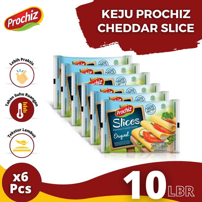 

(BISA COD) Keju PROCHIZ Slice Cheddar 10's Paket 6 pcs TERPERCAYA Kode 1470