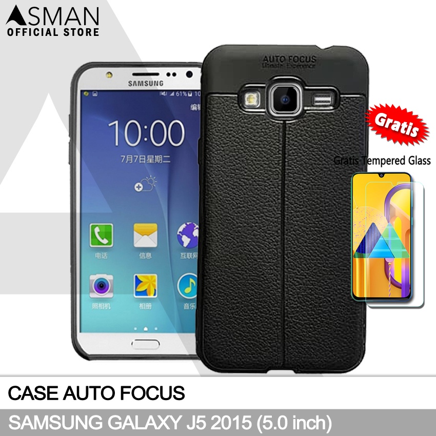 Ultraslim Samsung Galaxy J5 (2015) / J500 (5.0&quot;) | Softcase Leather + FREE Tempered Glass