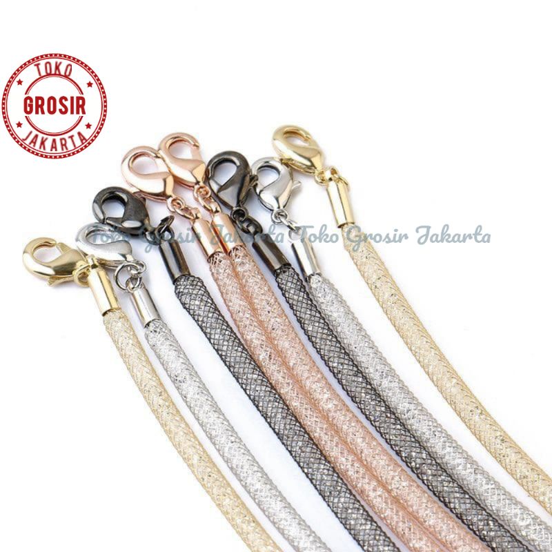 Kalung Tali Kawat Kristal Gliter Anti Air Waterproof