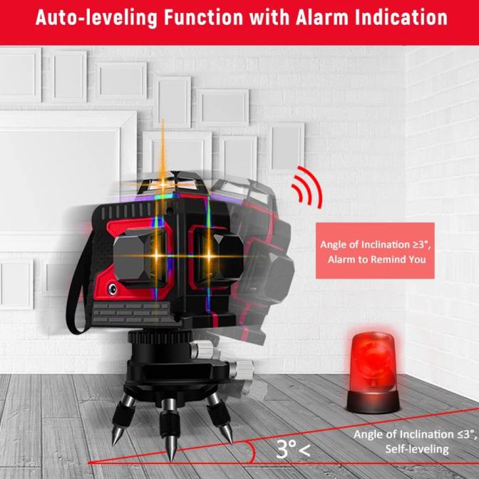 Laser Level 12 Line 3D Original Bergaransi - Merah