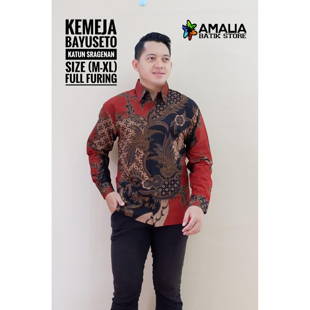 BAYUSETO BATIKSOLOAMANAH KEMEJA BATIK SOLO PRIA LENGAN PANJANG PENDEK LAPIS FURING ATASAN PREMIUM MODERN KATUN HALUS MODHANG NAVY RAGHNALA HITAM PEKSI GUMELAR ARFANA HITAM ASMARA MAHKOTA SEDJIWO PARANG LASEM SANDAGEL RENJANA KENCONO IJO AMALIA FLORIST SM