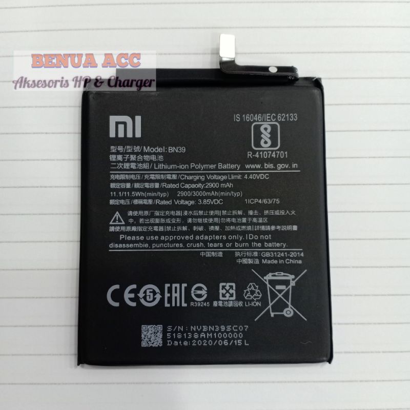 Baterai Batre Xiaomi Mi Play BN39 BN 39 Original