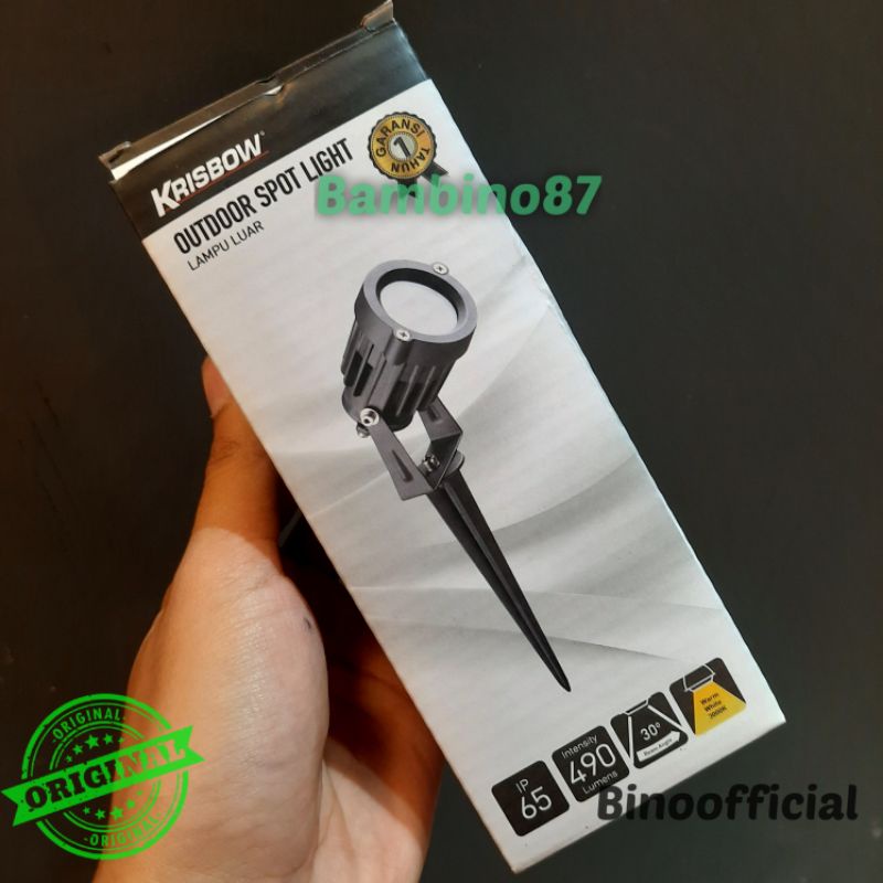 Lampu Sorot Outdoor Single 7 Watt Lampu Sorot Taman Model Tancap Putih dan Kuning Krisbow