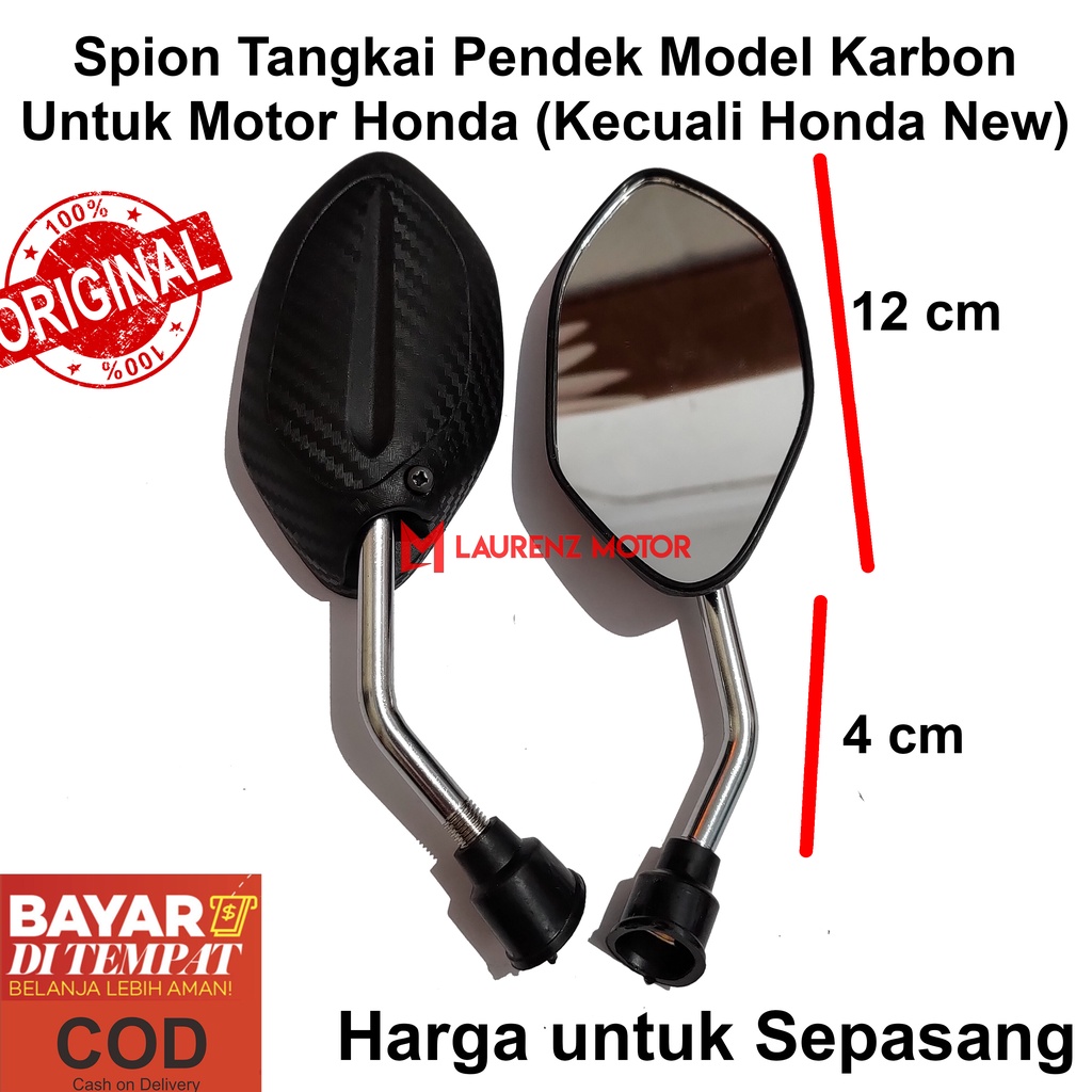 Spion Beat Carbon Tangkai Pendek Variasi Untuk Universal Motor Honda Vario Pcx Scoopy Supra Revo Gen
