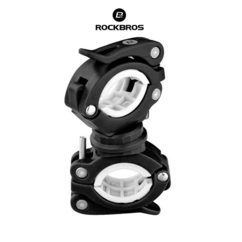 ROCKBROS DJ1001 White Sepeda Bicycle Double Holder for LED Light Pump Bike Handlebar -  SKU 5.008.00