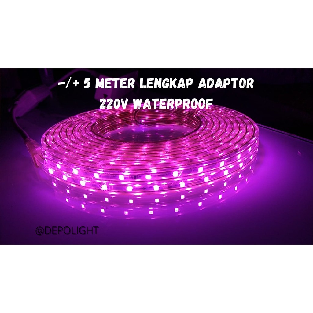 Lampu Strip 5050 waterprof Paket 5 meter + Adaptor