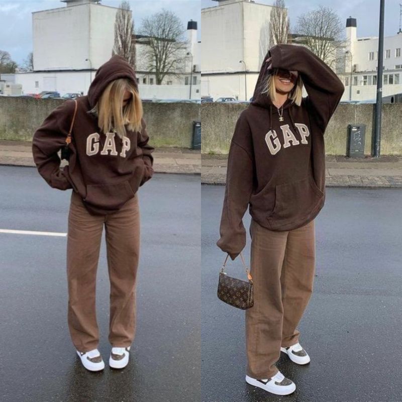 swetear hoddie GAP brown y2k