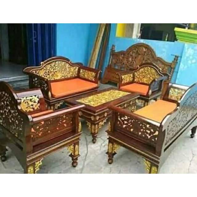 Meja kursi tamu ukir madura +.matras meubel jati jepara