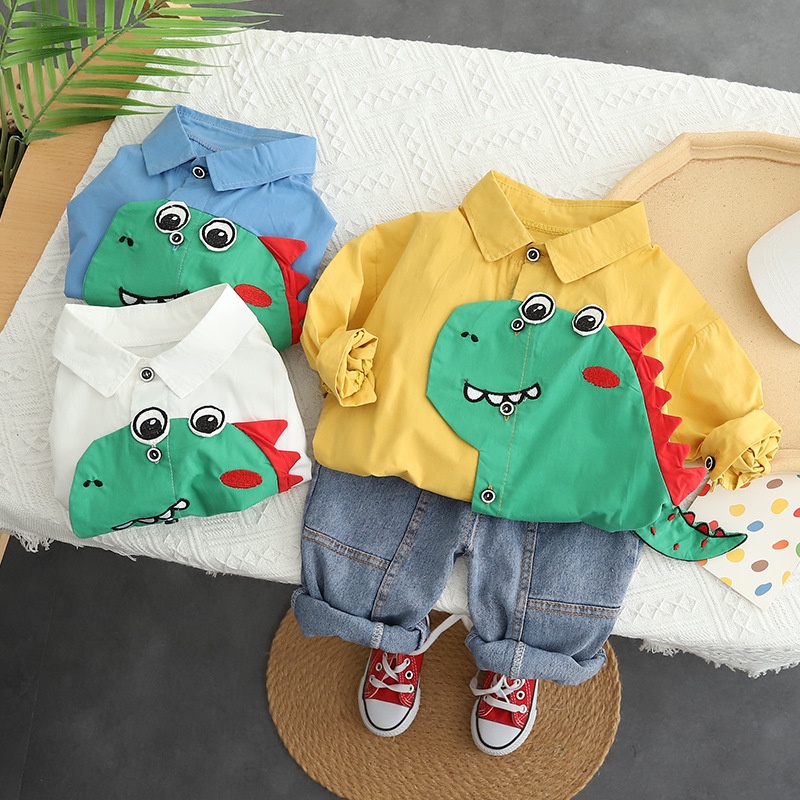 Setelan Anak FLASH Baju Anak Laki Laki Set 2in1 Kemeja 3d dan Celana Jeans Import