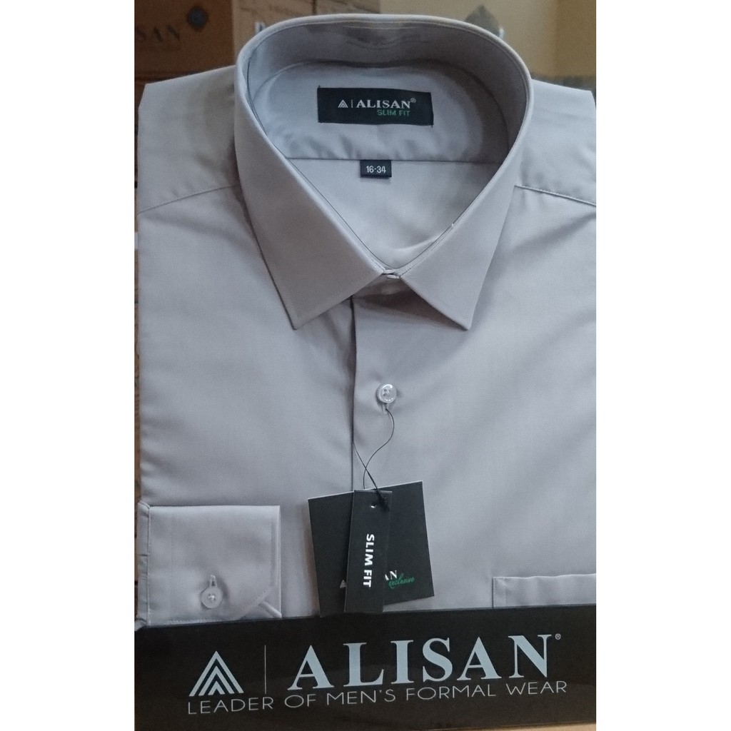 ALISAN Original Kemeja Polos Lengan Panjang - SLIM FIT // ABU #1 //