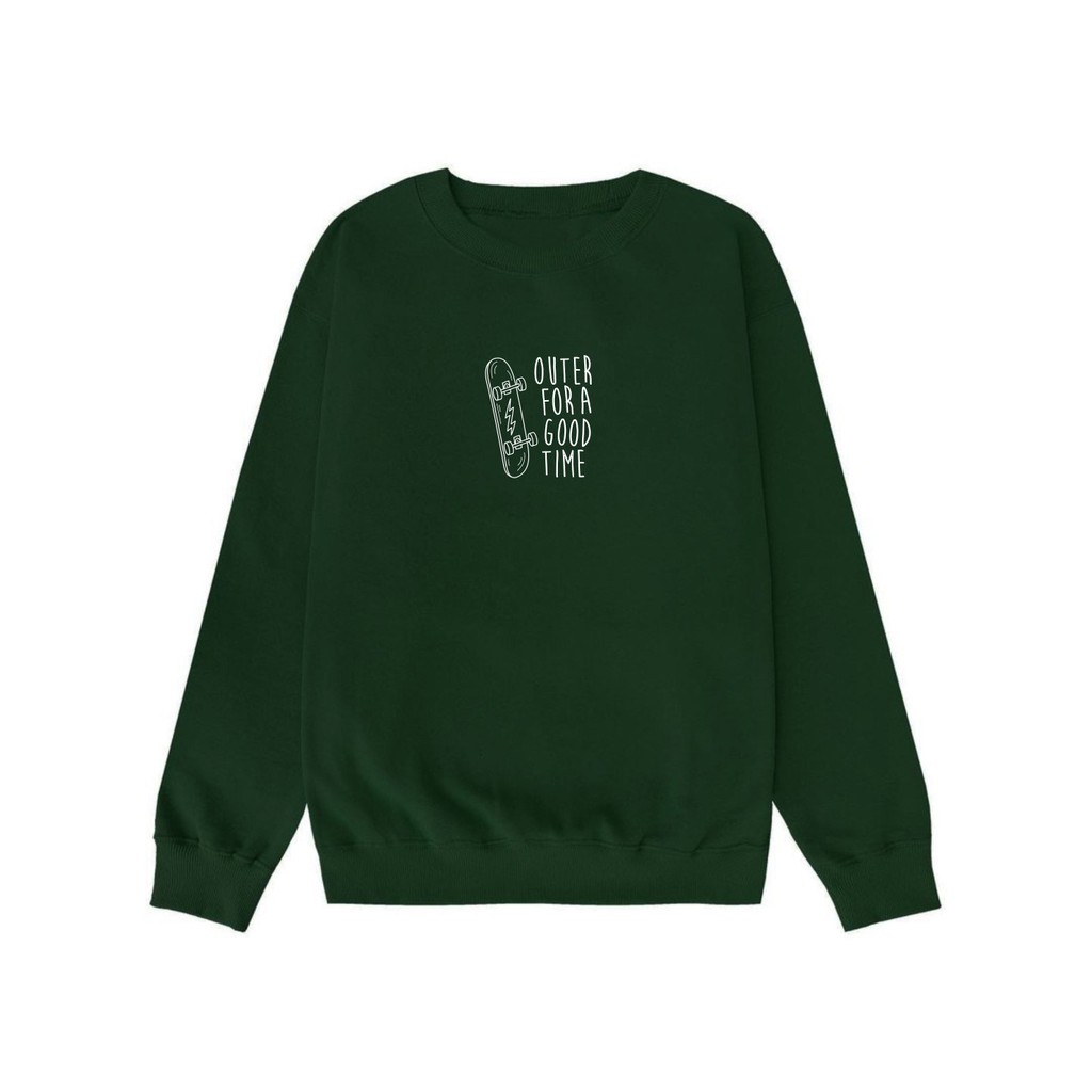 Crewneck Pria Sweater Unisex Model Army