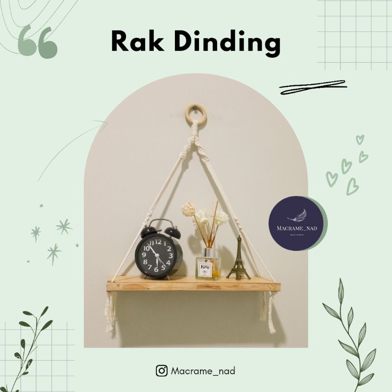 

RAK DINDING GANTUNG / Macrame Shelf Hanging / Macrame rak / Rak Ambalan