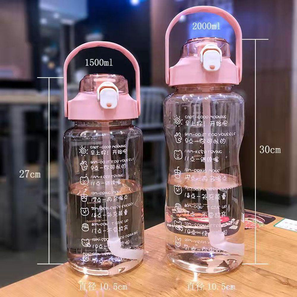 [Elegan] Botol Air Minum Portabel Anti Bocor Perlengkapan Minum Sealing Tutup Jus Susu Teh Cangkir Dengan Penanda Waktu Cangkir Air