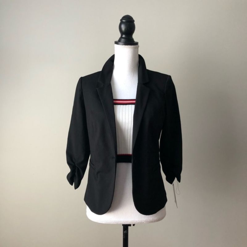 A. Byer Blazer Coat 7/8 Sleeve Black Wanita Women Original