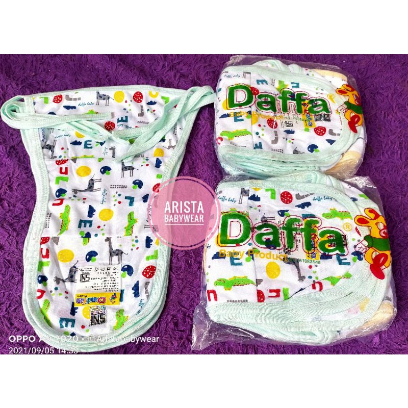 SNI DAFFA - 3PCS POPOK BAYI D/N(DOUBLE NIT) PUTIH MOTIF ANIMAL, BEST QUALITY