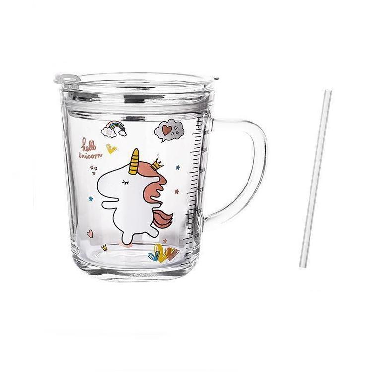 Mug gelas tumbler dengan sedotan/ cup tumbler glass with aw/gelas Susu kaca/gelas Susu anak 9N2