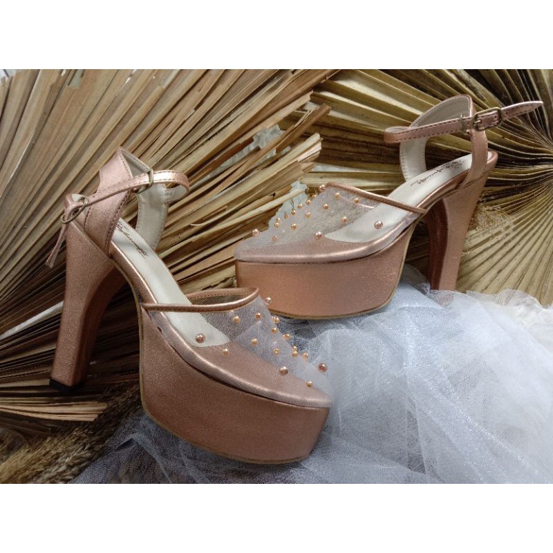 sepatu wedding purri rosegold sepatu wanita cantik 12cm