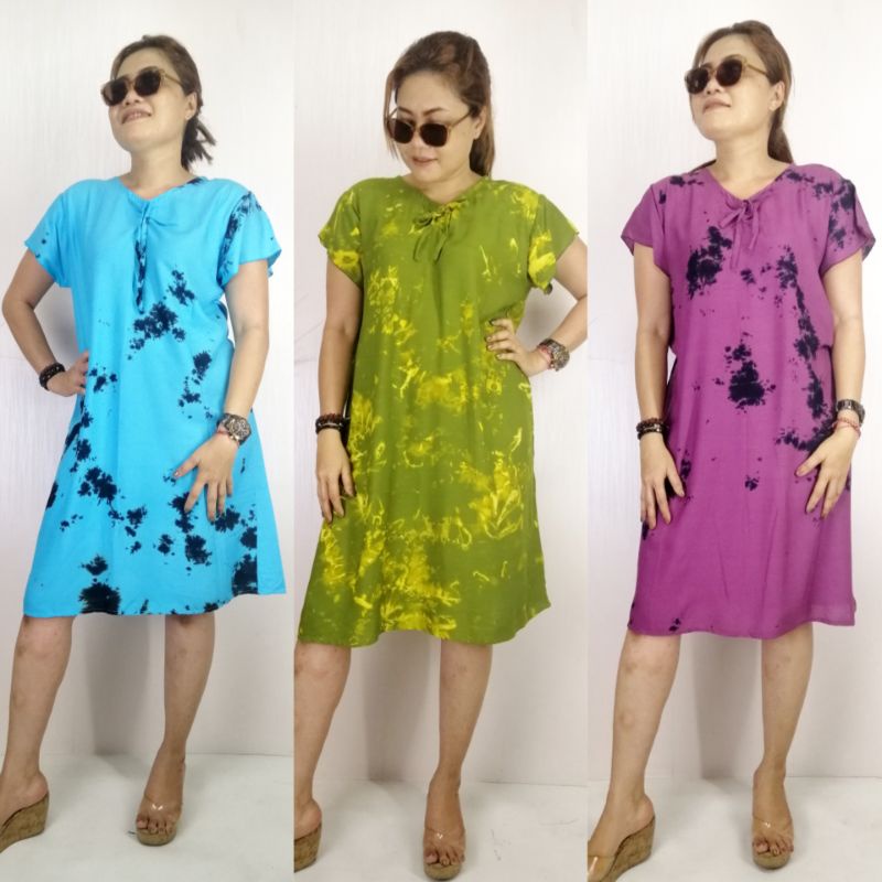 Dress Vina Rayon Tie Dye / Home Dress Vina / Daster Vina Rayon Tie Dye Bali / Daster Tie Dye Bali