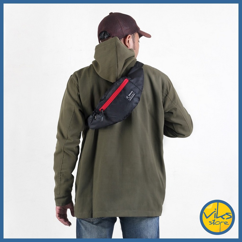Tas Pinggang Pria / Cowok Selempang Waist Bag Bahu Casual Multifungsi Original Simpel Lokal Distro