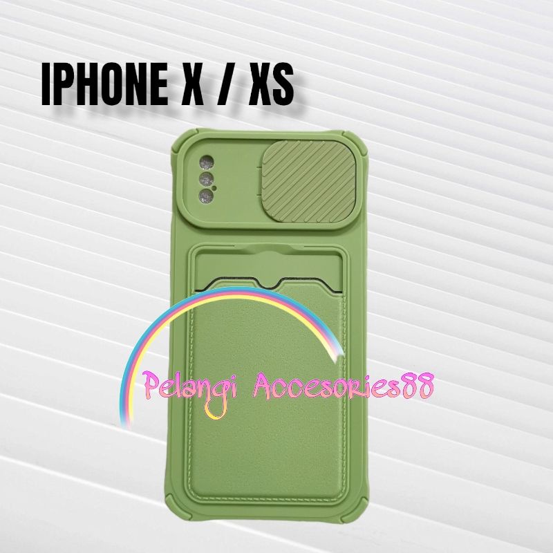 CASE IPHONE X / XS CASE SOFTCASE SLEDING WARNA WARNI SLOT CARD