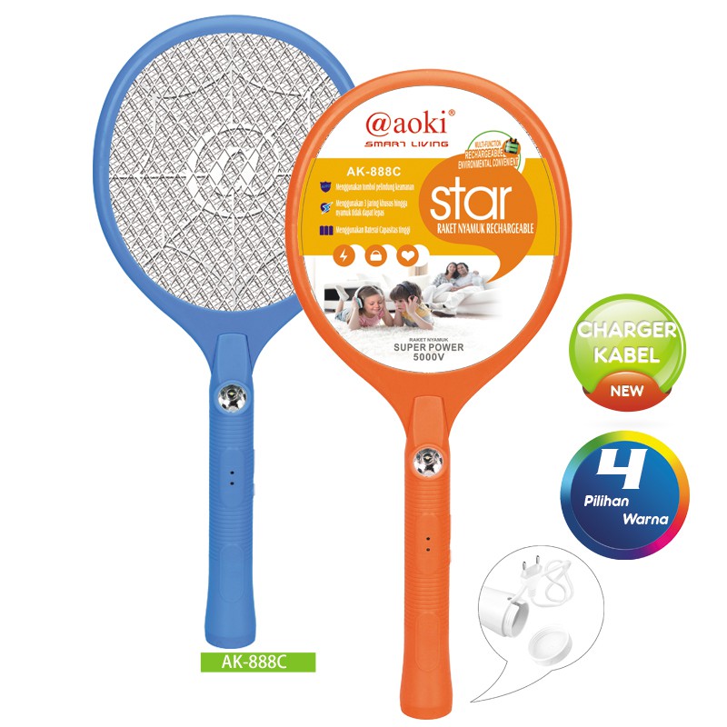 

AOKI Raket nyamuk cas kabel ak 888C
