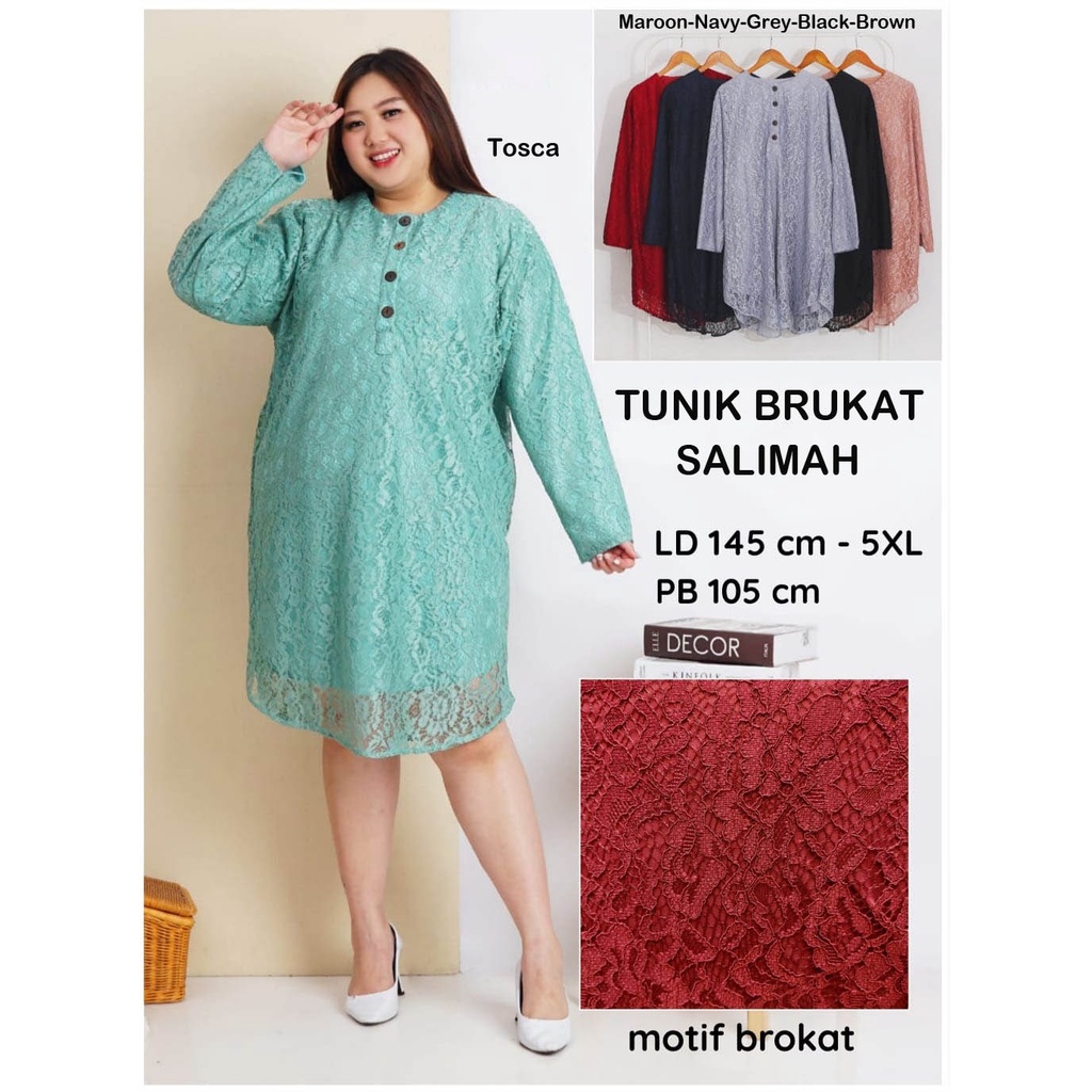 BIGCLO - (COD) LD 145cm Baju Atasan Tunik Jumbo Baju Wanita Tunik Brukat Busana Muslim