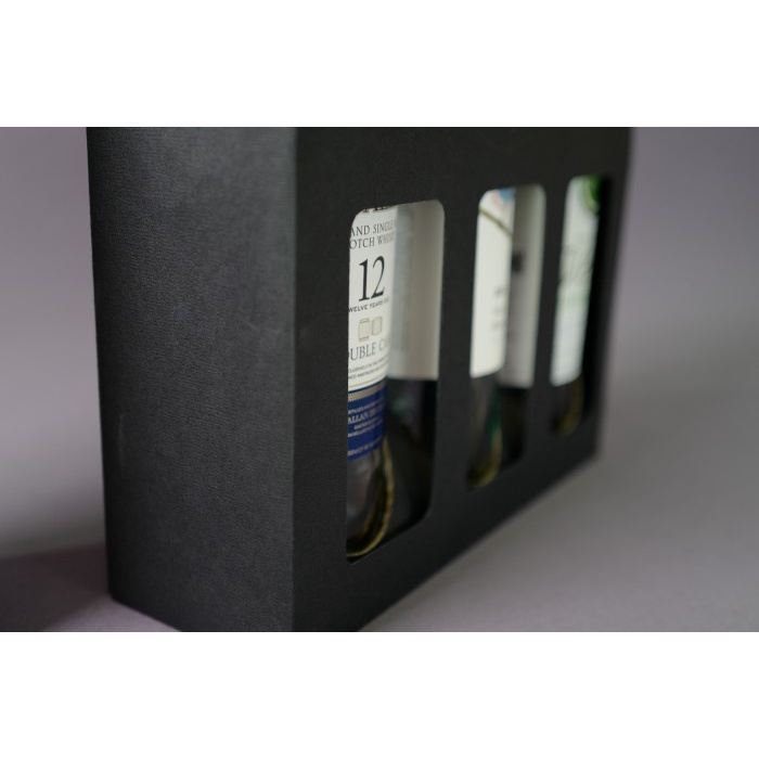 Wine Packaging Window Bag 3 Black Linen - Paper Bag Jinjing Box Wadah Isi 3 Botol