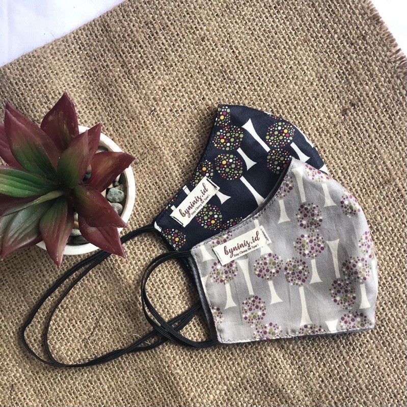 Download Masker kain 2ply bolak-balik duckbill polos motif byninis (PART 1) bentuk skuba bahan katun ...