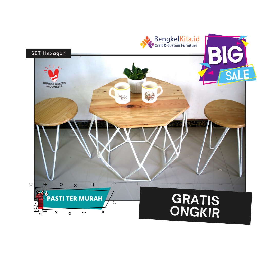 Meja Tamu Minimalis Segi 8 /Furniture meja tamu / meja teras / Coffee Table (1 SET)  | ONGKIR MURAH