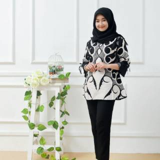 Blus Heyna Blouse Batik  Cantik Modern Modis Muslim Seragam 