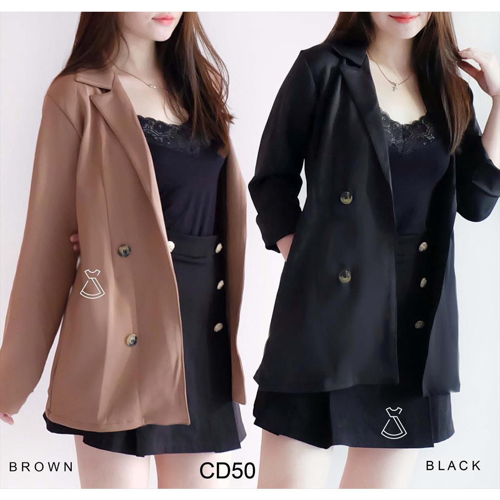 CD50 - Outer Blazer Basic Scuba Atasan Kerja Wanita Korean Look