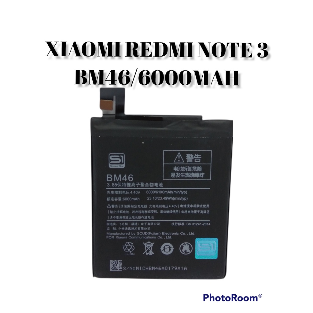 BATERAI DOUBLE POWER SUPER ONE XIAOMI REDMI NOTE 3 BM46 / BATERAI XIAOMI REDMI NOTE3