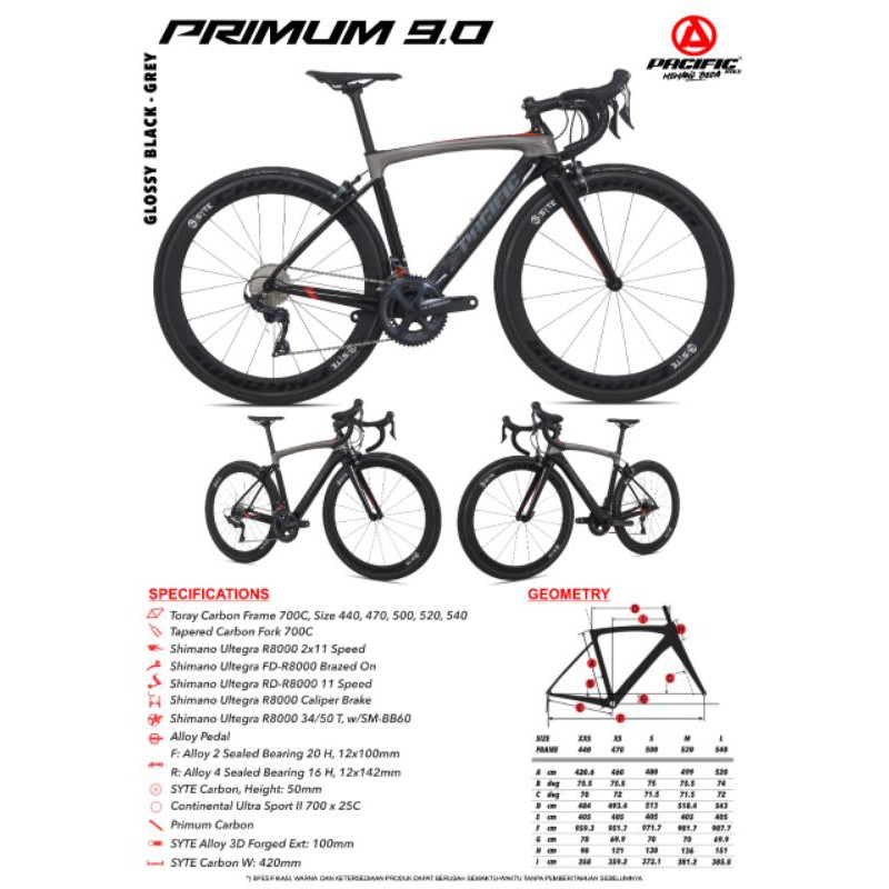 Sepeda Roadbike Pacific Primum 9.0 Carbon 700C / Sepeda Balap Pacific Primum 9.0 Carbon