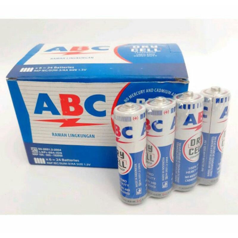 Batu baterai ABC biru AA 1Box isi 2lusin.