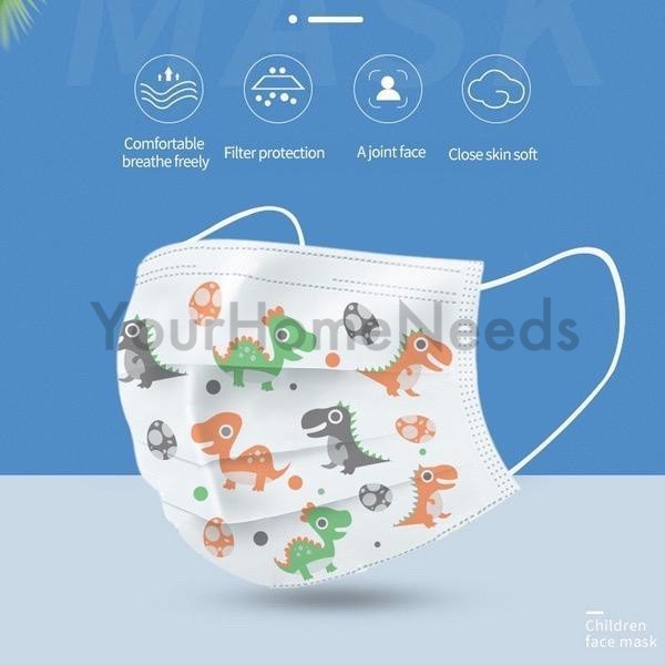 Masker Anak Medis Bedah 3ply 3 ply Orlee Embos Earloop Kids isi 50 - Dino Orlee Puth