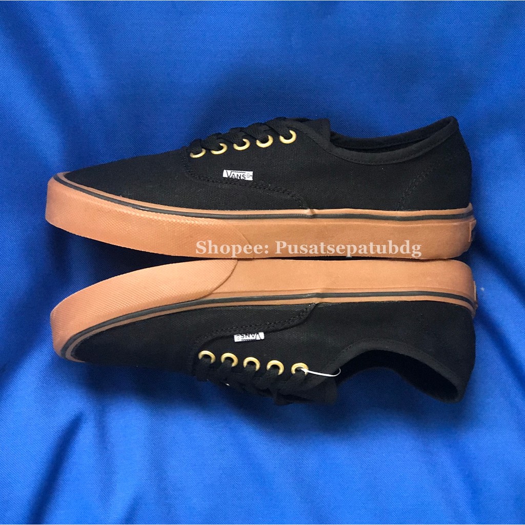 BISA COD VANS AUTHENTIC BLACK GUM LIST HITAM RING GOLD