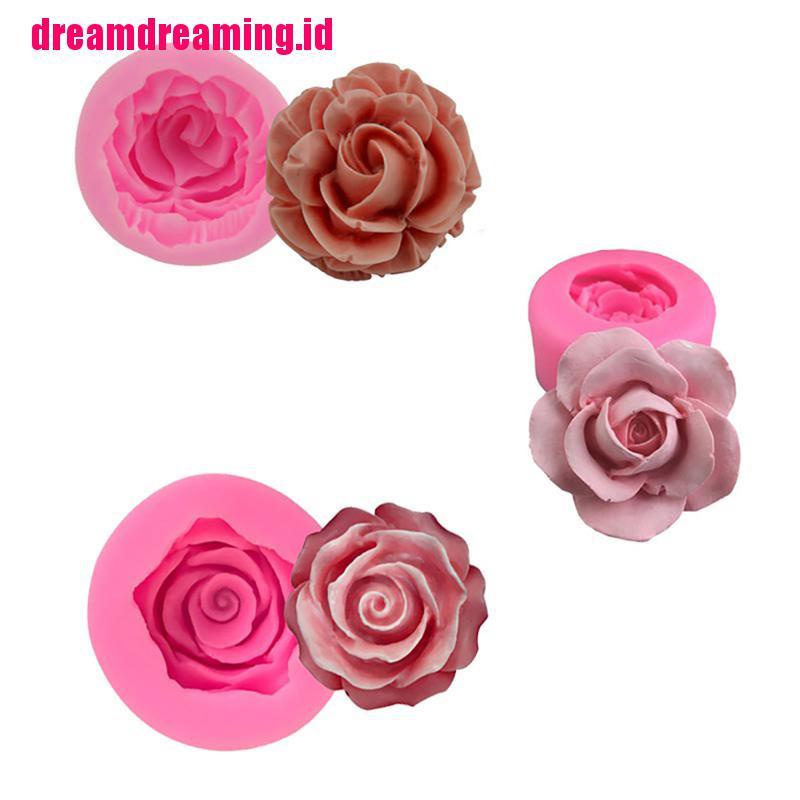 Cetakan Adonan Kue Desain Bunga Rose Blooming 3d Bahan Silikon Untuk Dekorasi