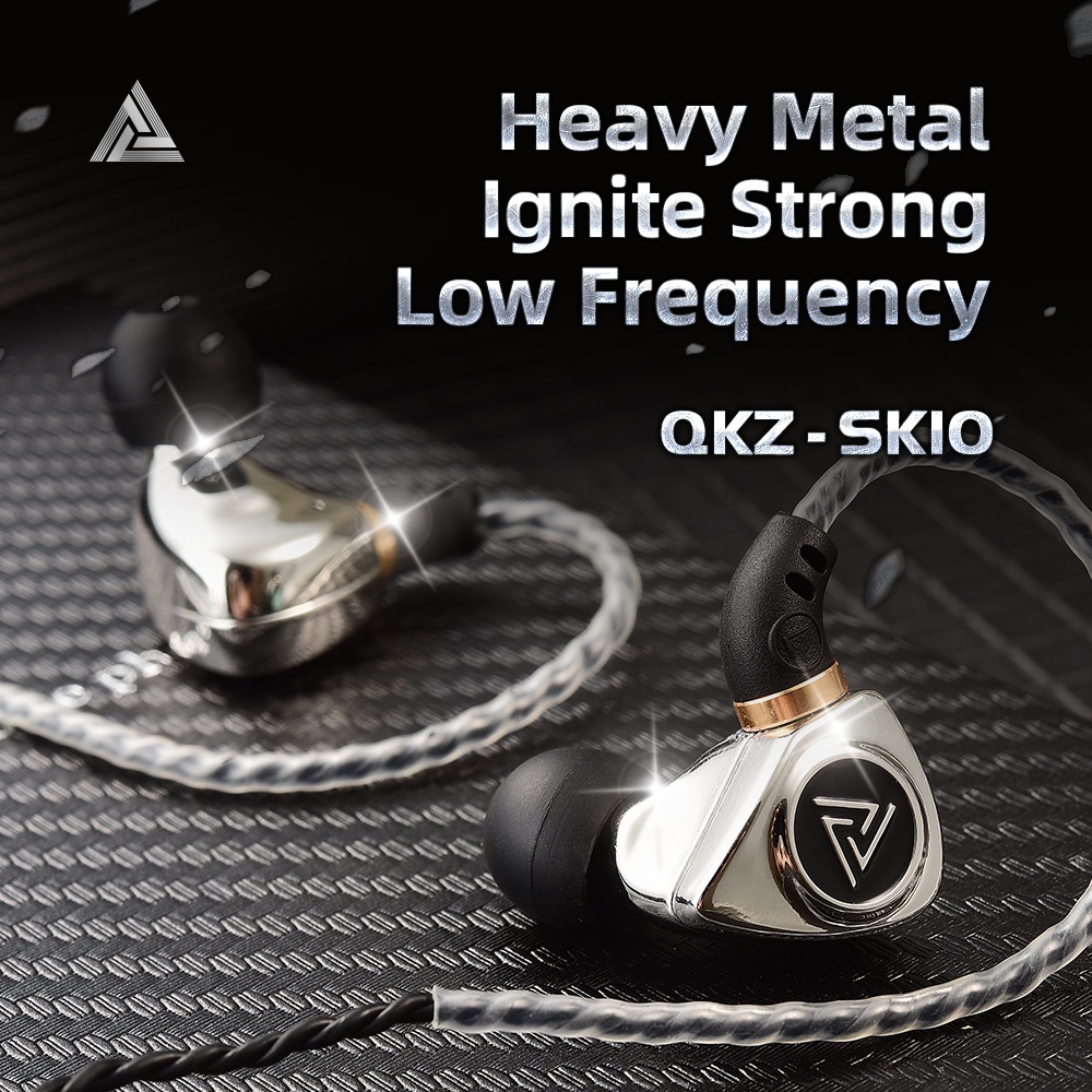 QKZ SK10 earphone Metal Body HIFI BASS stereo music telfon Sport daily headset dengan mic original