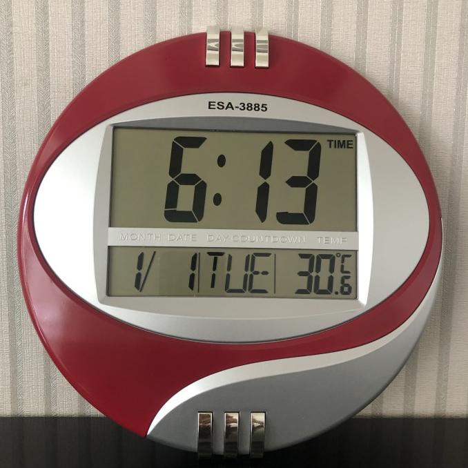 PROMO SPESIAL LED ESA 3885 / Jam Meja Digital / Jam Dinding Digital 3885 - Merah