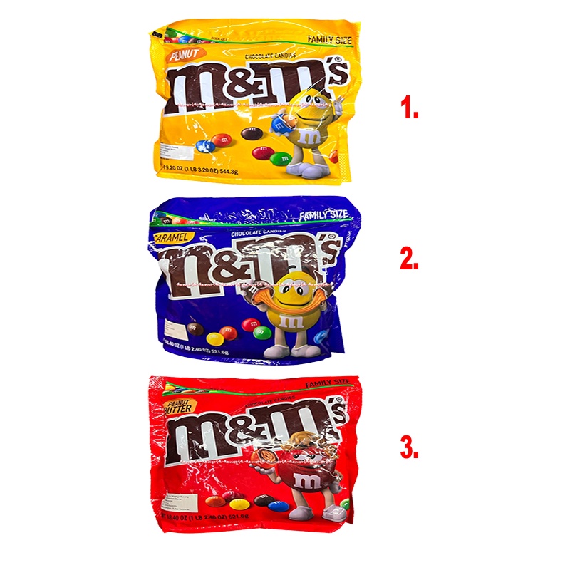 M&amp;M's Peanut 521gr Caramel Peanut Butter Chocolate Candies Family Size Coklat M&amp;M Bulat Coklat Warna Warni Rasa Kacang Peanuts M &amp; M MM