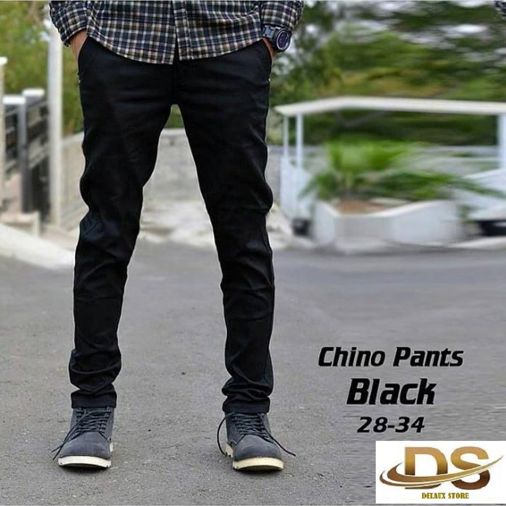 CELANA PANJANG PRIA  CHINOS PANTS HITAM KATUN TAMPIL LEBIH KEREN DAN LEBIH SPORTY PREMIUM