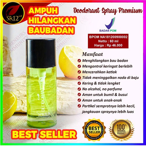 DEODORANT SPRAY SR12 BPOM AMAN / MENCERAHKAN KETIAK / DEO TAWAS / AMPUH HEMPAS BAU BADAN NON ALKOHOL