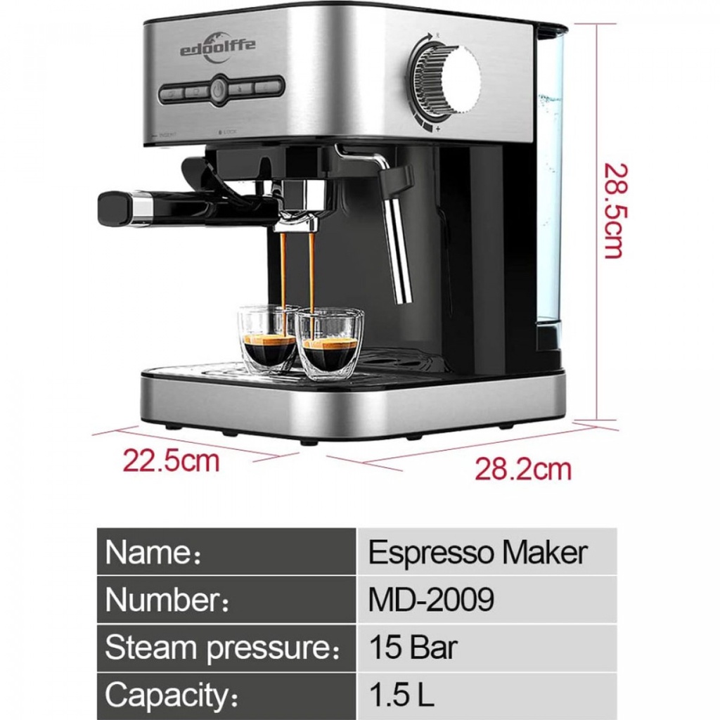 Mesin Kopi Semi Automatic Italian Coffee 15 Bar Espresso Maker 1050W