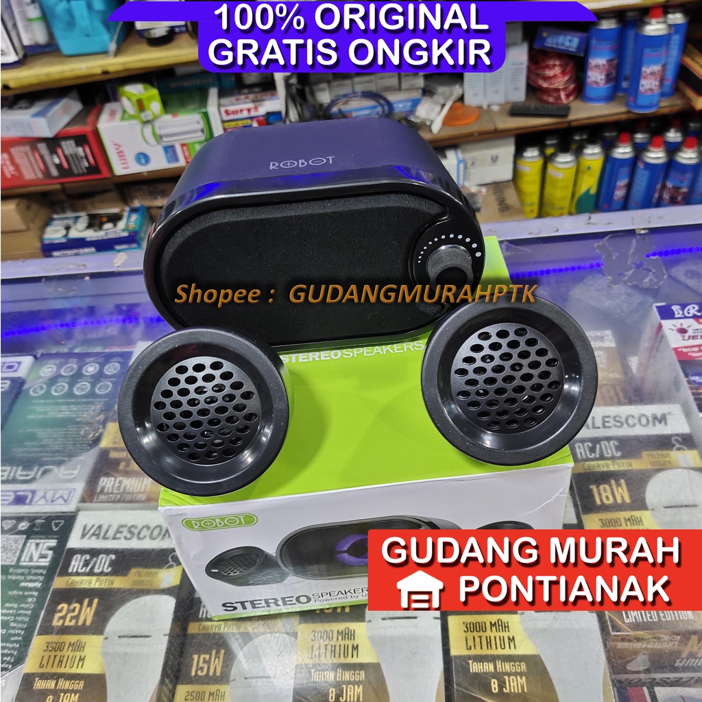 Robot RS170 Stereo Speaker with LED Black untuk PC Computer komputer