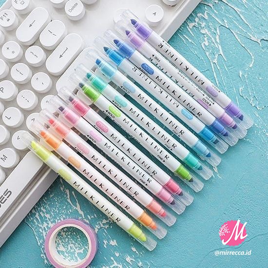 

12 PCS SET MILKLINER TWIN TIP HIGHLIGHTER - PENANDA TULISAN