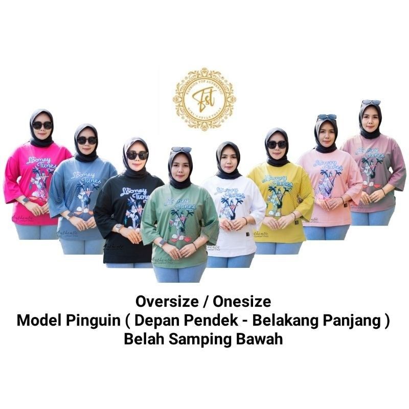 KAOS WANITA OVETSIZE MODEL PINGUIN DINARRY FST AUTHENTIC STYLE HIJAB ALLSIZE JUMBO TERLARIS / TERBAR