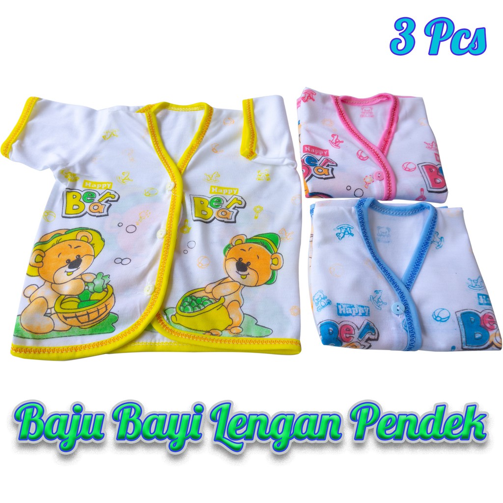 3Pcs Baju Bayi lengan Pendek newborn baju pendek